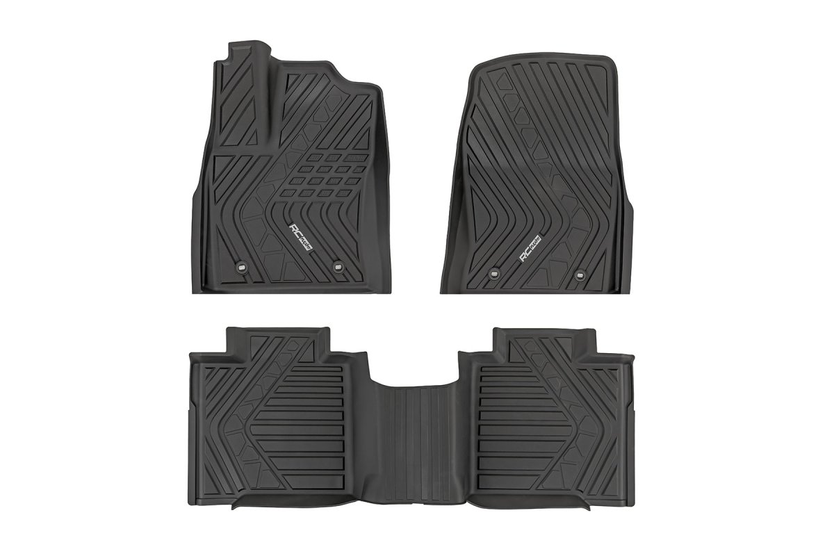 Toyota Tundra Floor Mats - Front + Rear - Rough Country - Flex-Fit - '22-'25